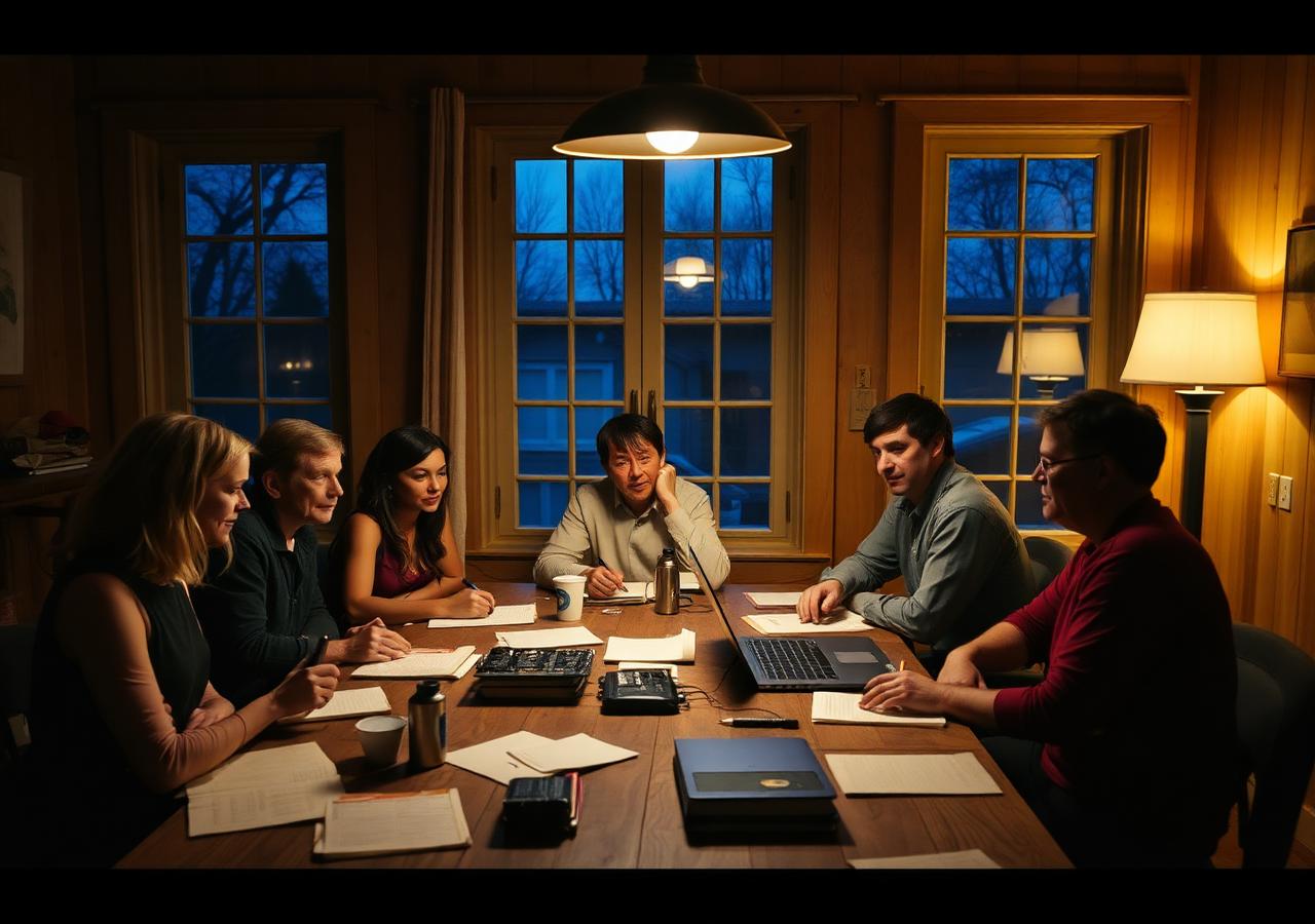A writers' room at dusk